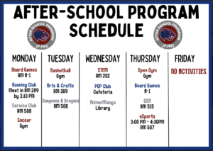 after-school activity schedule